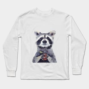 Watercolor raccoon illustration Long Sleeve T-Shirt